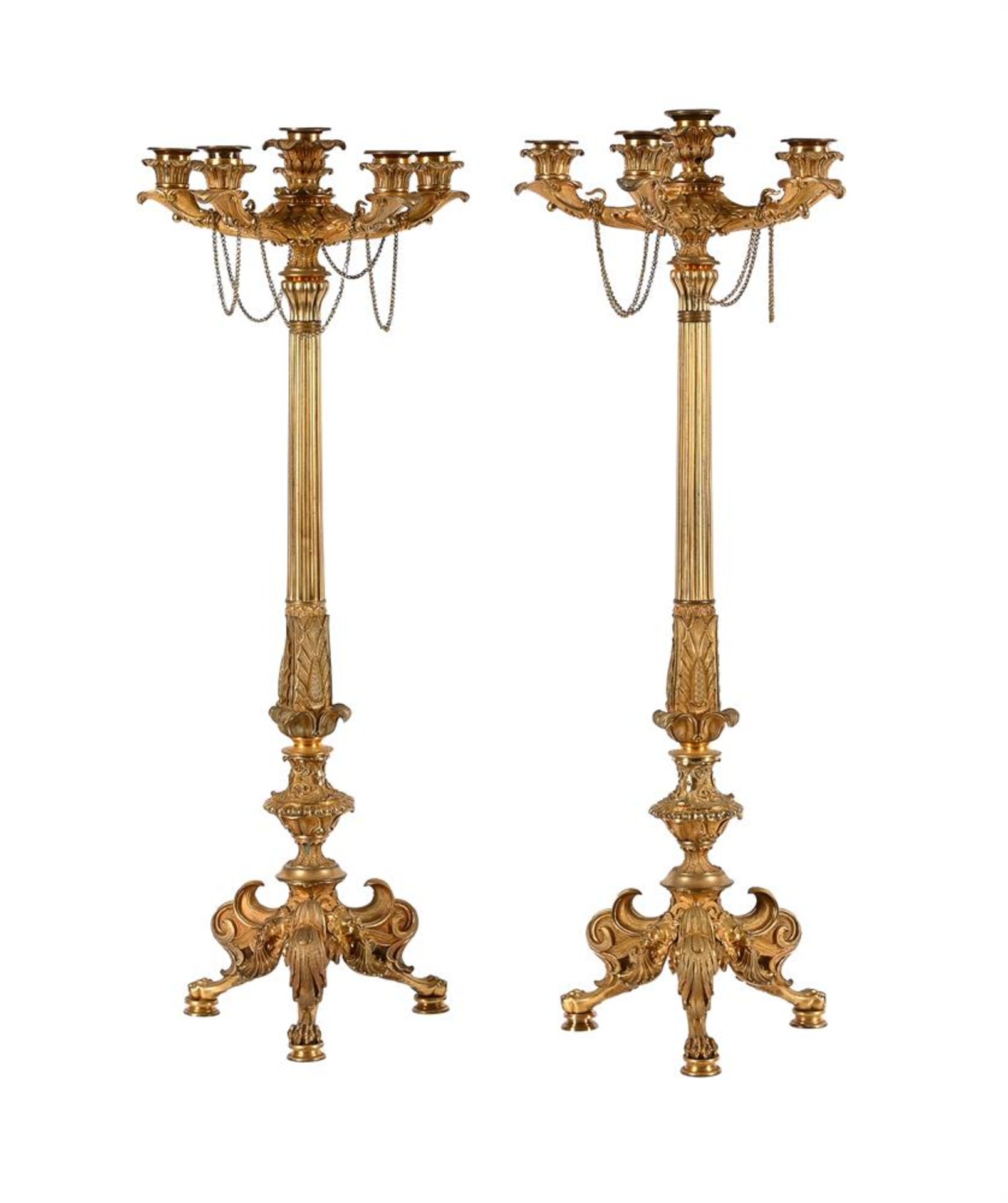 A PAIR OF FRENCH ORMOLU CANDELABRA