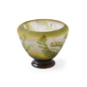 EMILE GALLE (1846-1904); AN ART NOUVEAU CAMEO GLASS CONICAL BOWL WITH INVERTED RIM