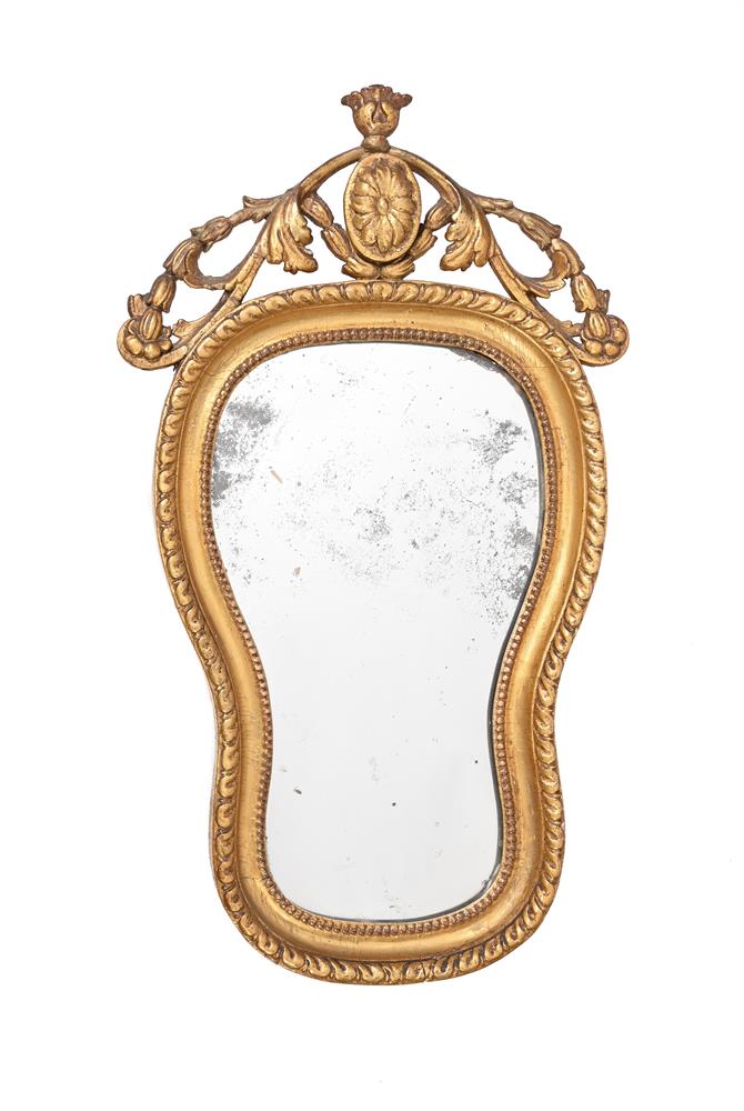 A GILTWOOD WALL MIRROR