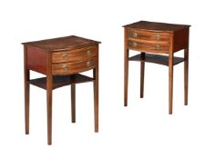 A PAIR OF EDWARDIAN MAHOGANY BEDSIDE TABLES IN GEORGE III STYLE
