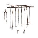 A COLLECTION OF TEN VARIOUS TOASTING FORKS