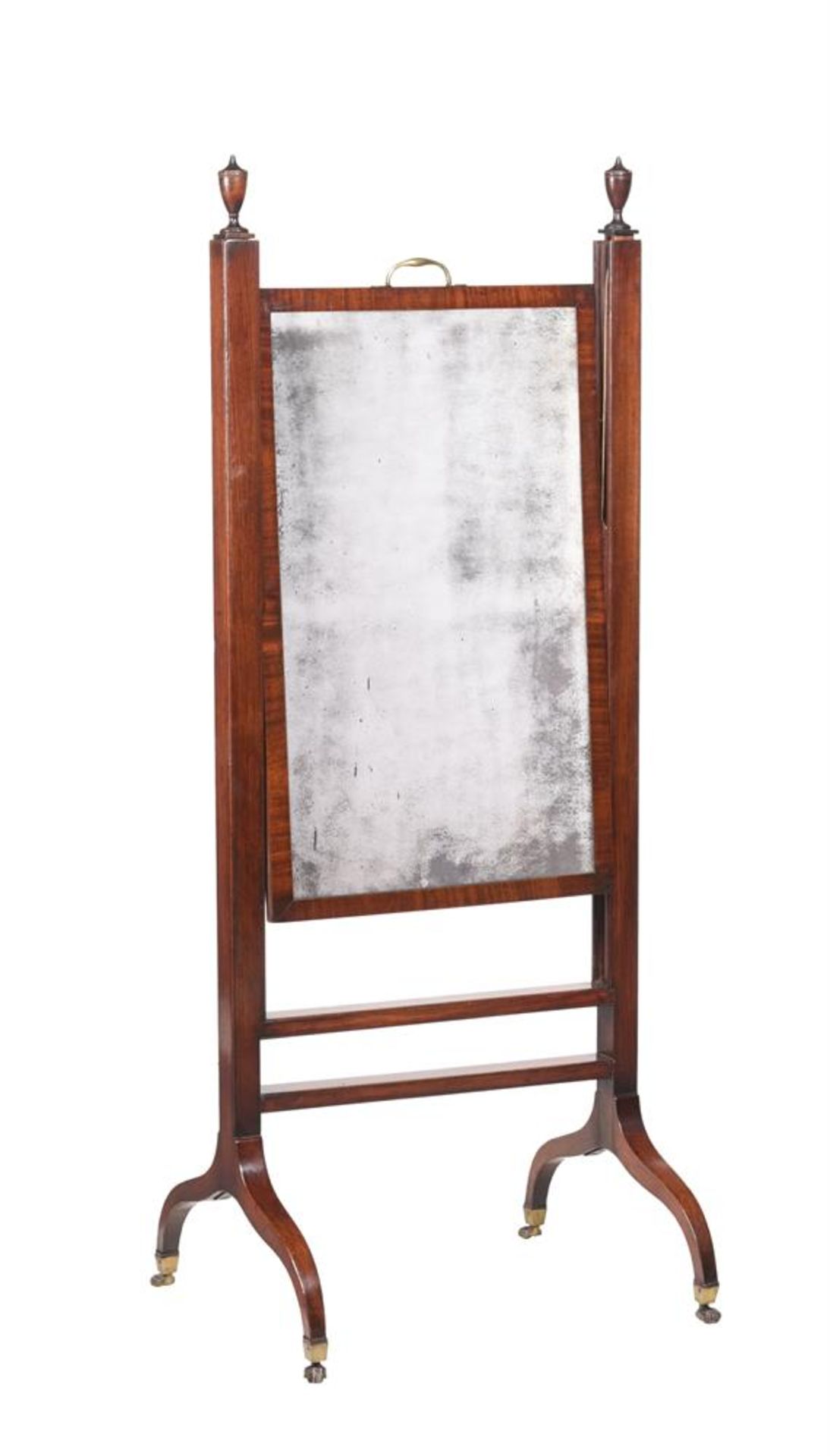 A REGENCY MAHOGANY CHEVAL MIRROR