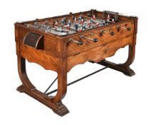 A FRENCH STAINED OAK AND INLAID TABLE FOOTBALL GAME