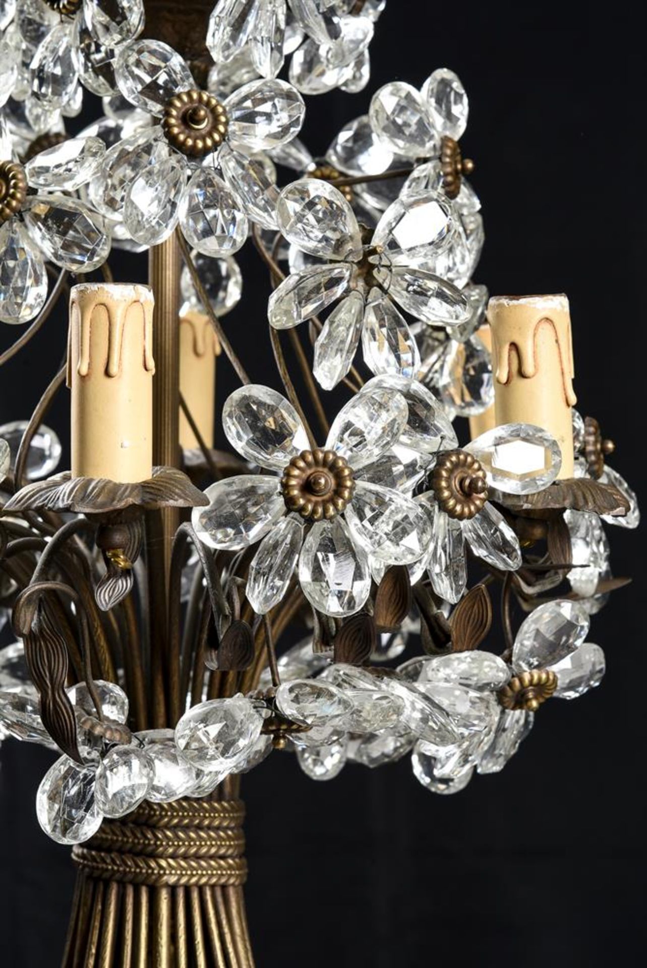 A MODERN METAL AND CRYSTAL HUNG CHANDELIER ATTRIBUTED TO MAISON BAGUES - Image 2 of 2