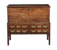 A GEORGE III MAHOGANY MULE CHEST ON STAND