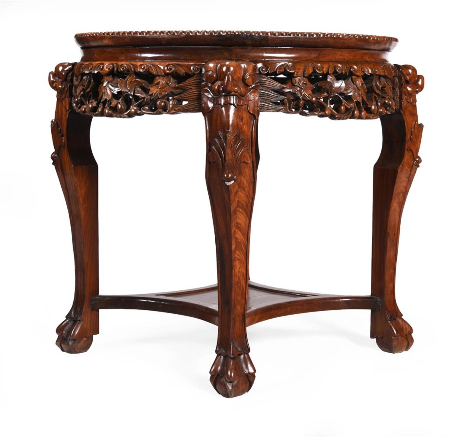 A CHINESE HARDWOOD AND MARBLE INSET OCCASIONAL OR CENTRE TABLE - Image 2 of 6