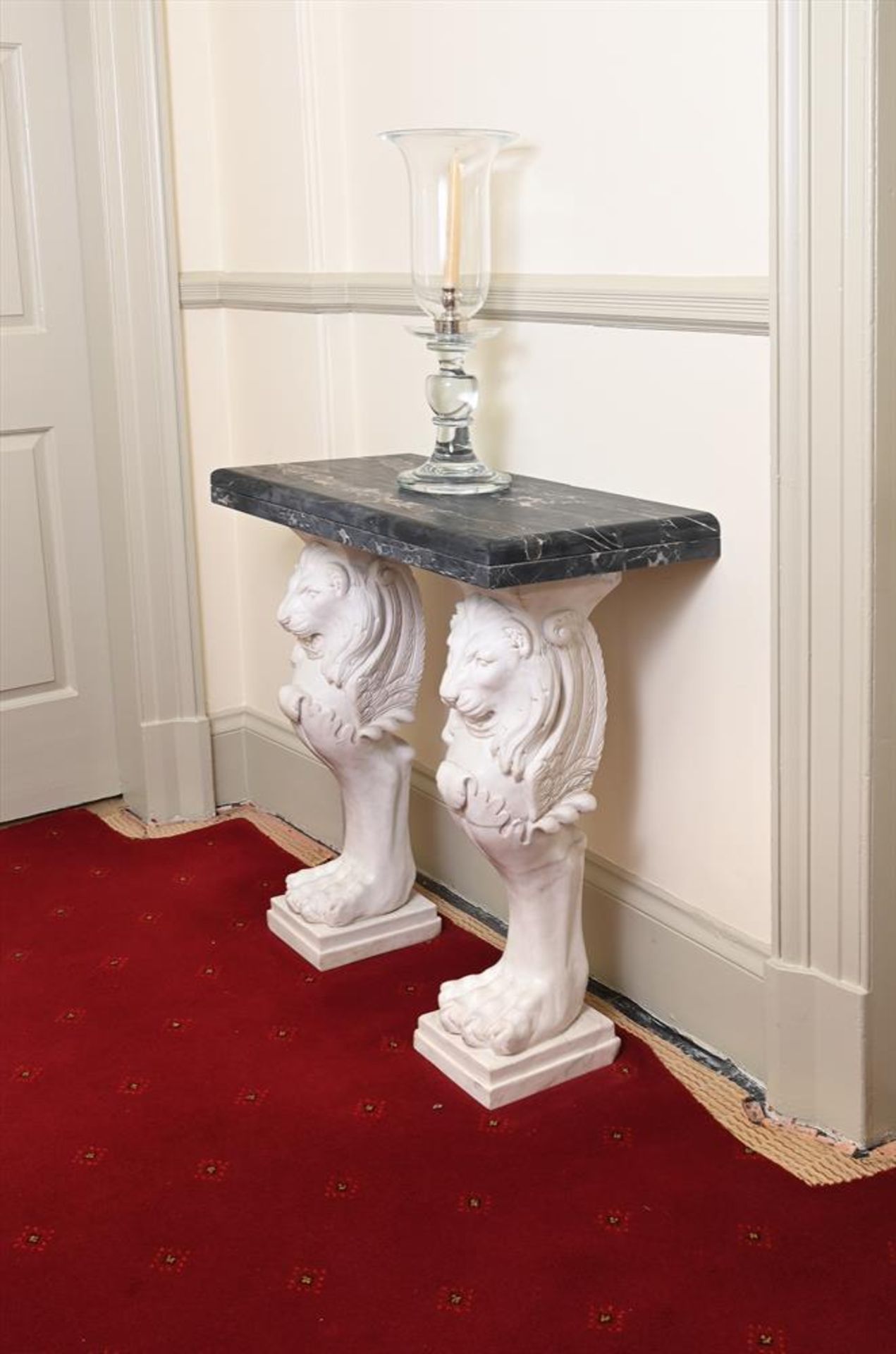 A PAIR OF MARBLE CONSOLE TABLES - Image 3 of 3