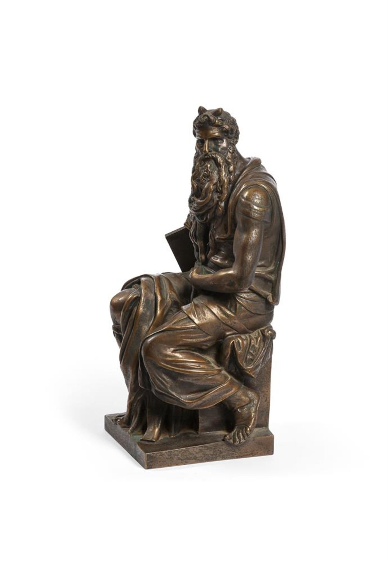 AFTER MICHELANGELO (1475-1564), A BRONZE FIGURE OF MOSES - Image 3 of 5