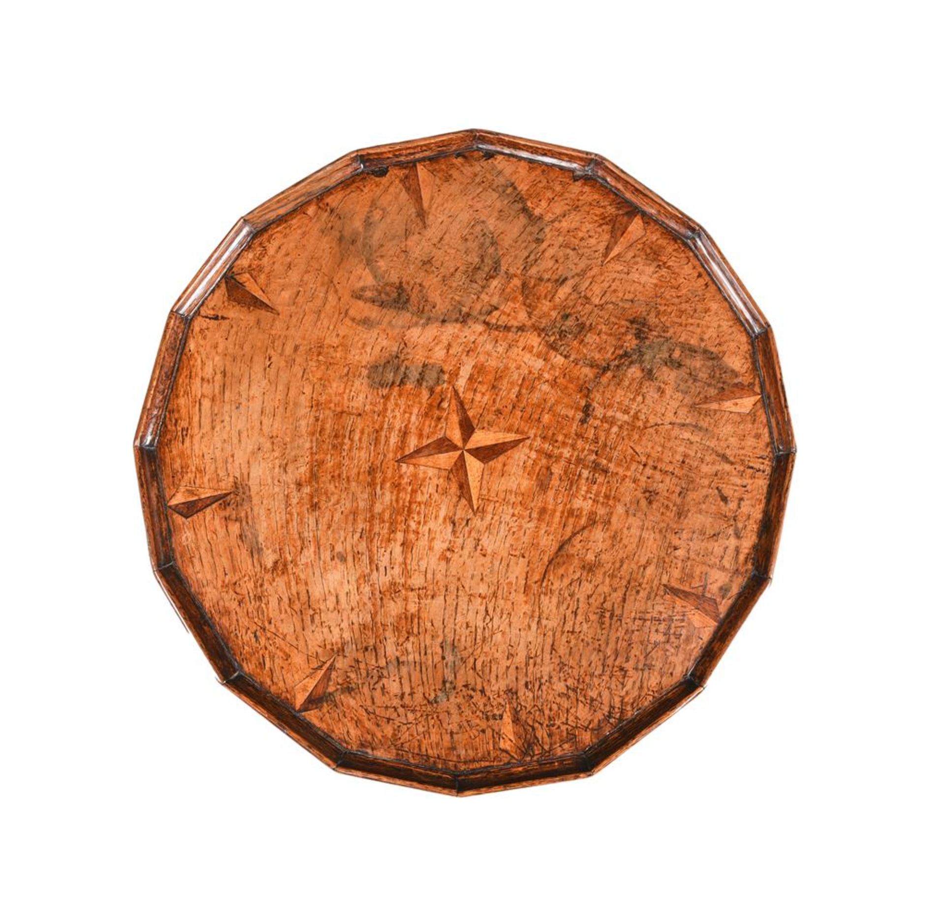 AN OAK AND INLAID TRIPOD TABLE - Image 2 of 2