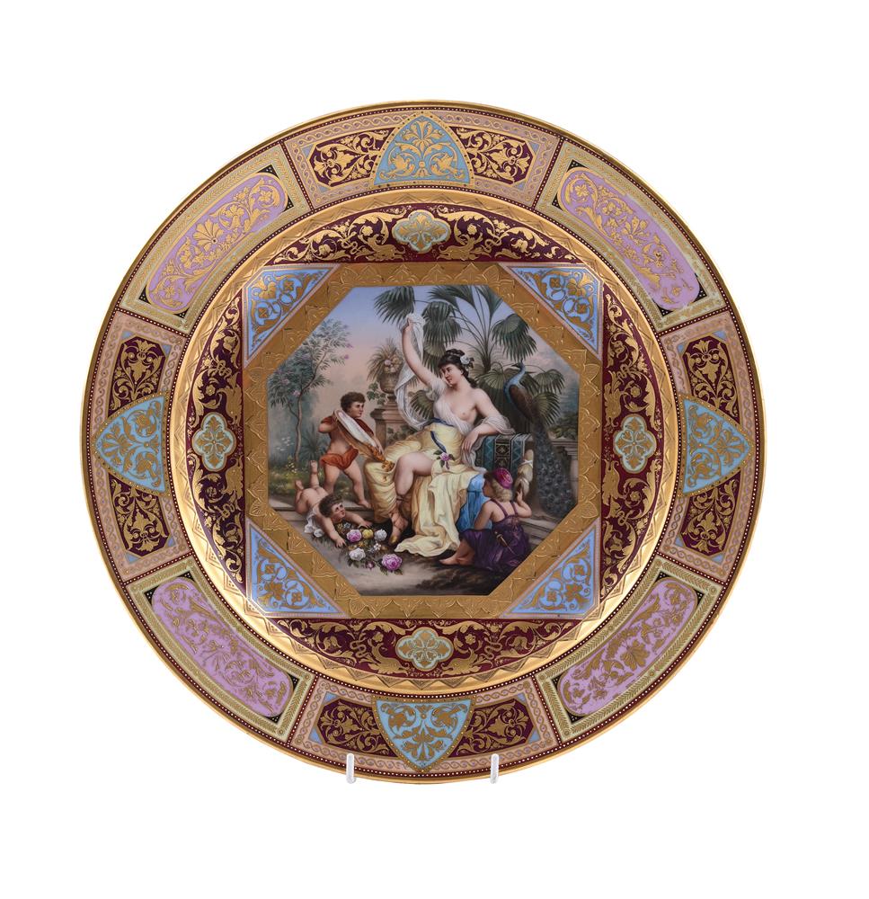 A VIENNA-STYLE PORCELAIN CHARGER PAINTED WITH A REPRESENTATION OF THE GODDESS ABUDANTIA