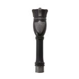 Y A VICTORIAN EBONY AND PEWTER-MOUNTED CHANNEL ISLANDS TIPSTAFF