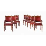 A SET OF EIGHT VICTORIAN DINING CHAIRS, IN THE MANNER OF LAMB OF MANCHESTER