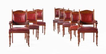 A SET OF EIGHT VICTORIAN DINING CHAIRS, IN THE MANNER OF LAMB OF MANCHESTER
