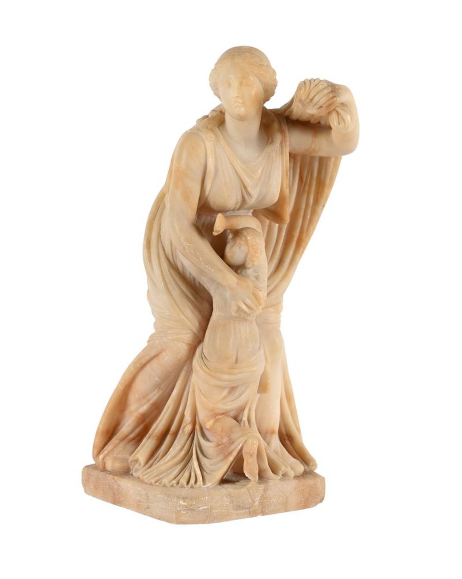 AN ALABASTER FIGURE OF A MOTHER AND CHILD - Image 2 of 4