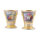 TWO SIMILAR FLIGHT & BARR WORCESTER YELLOW-GROUND PLANTERS AND WATER STANDS