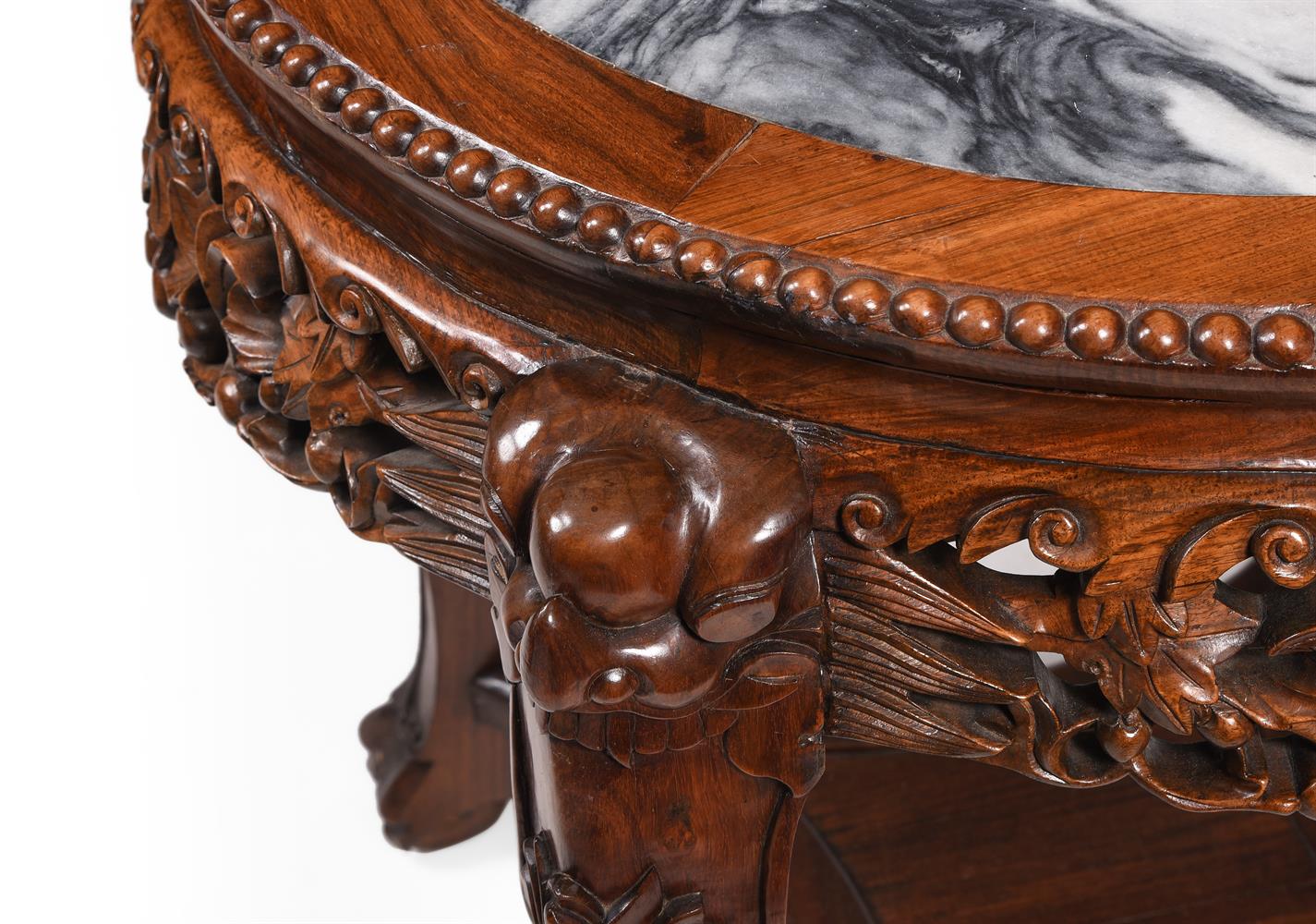 A CHINESE HARDWOOD AND MARBLE INSET OCCASIONAL OR CENTRE TABLE - Image 4 of 6