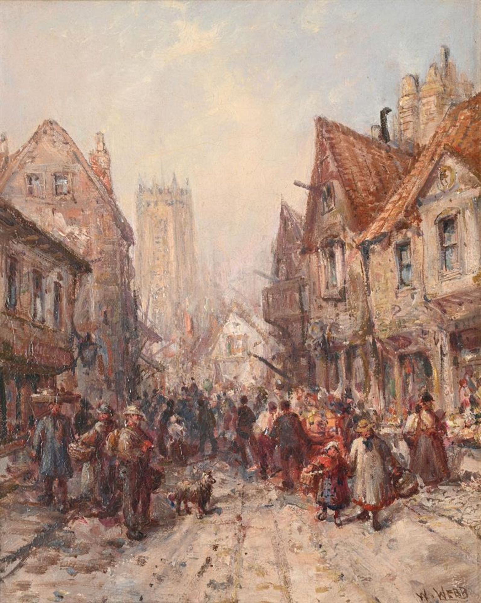 ENGLISH SCHOOL (19TH CENTURY), TWO BUSTLING TOWN SCENES - Image 5 of 7