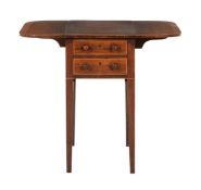 Y A ROSEWOOD, BANDED AND STRUNG WORK TABLE