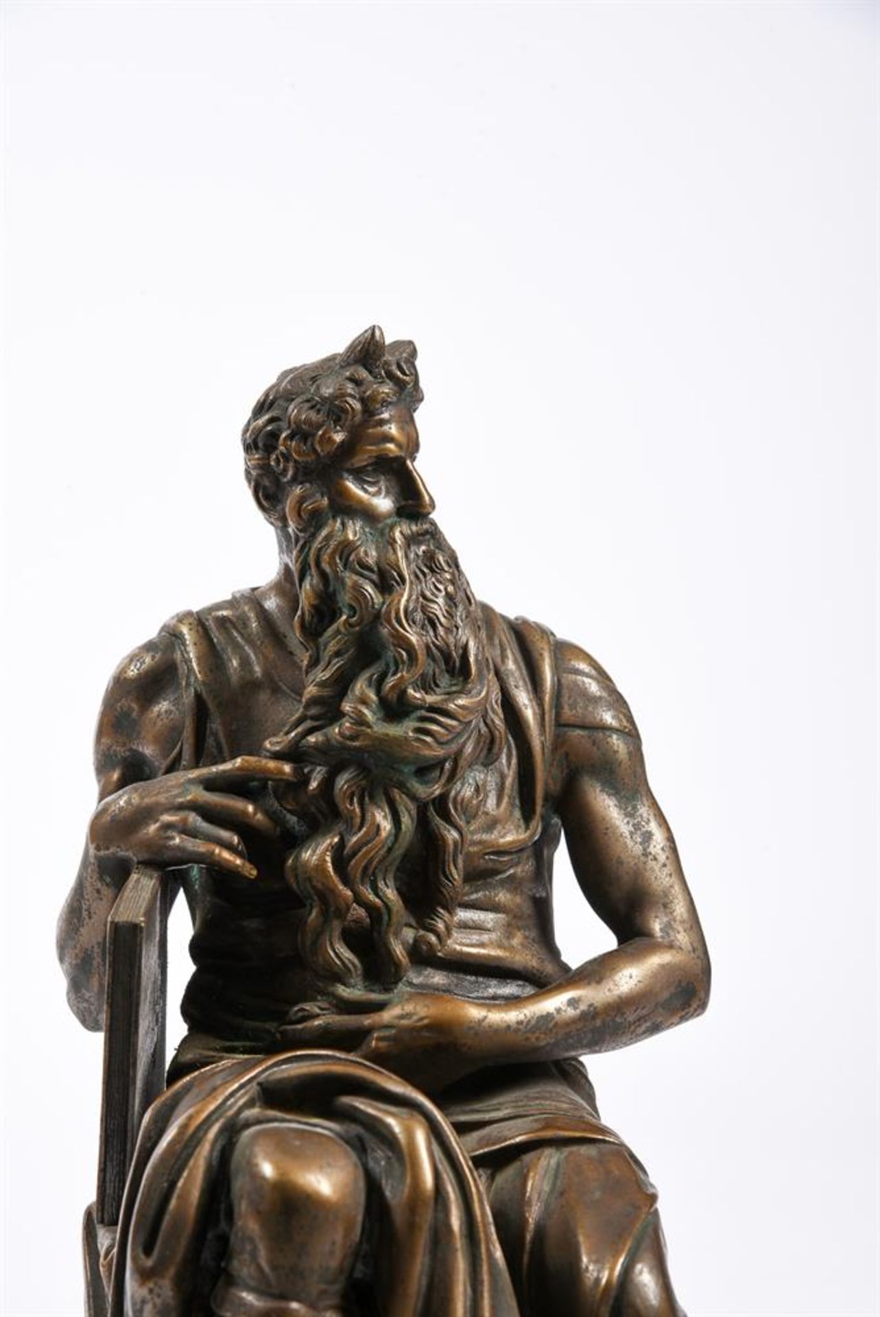 AFTER MICHELANGELO (1475-1564), A BRONZE FIGURE OF MOSES - Image 2 of 5
