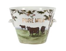 A LARGE DOULTON POTTERY TWO-HANDLED MILK PAIL PRODUCED FOR THE DAIRY SUPPLY Co. Ltd. LONDON