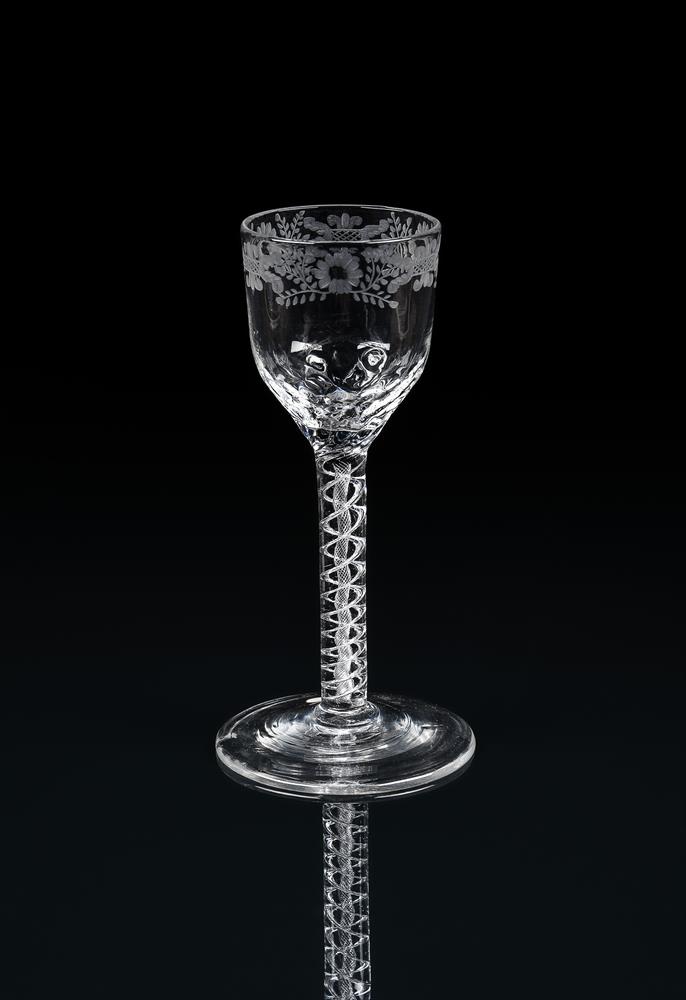 AN ENGRAVED AIRTWIST WINE GLASS