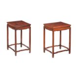 A PAIR OF CHINESE EXOTIC HARDWOOD SIDE TABLES