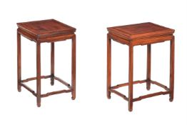 A PAIR OF CHINESE EXOTIC HARDWOOD SIDE TABLES