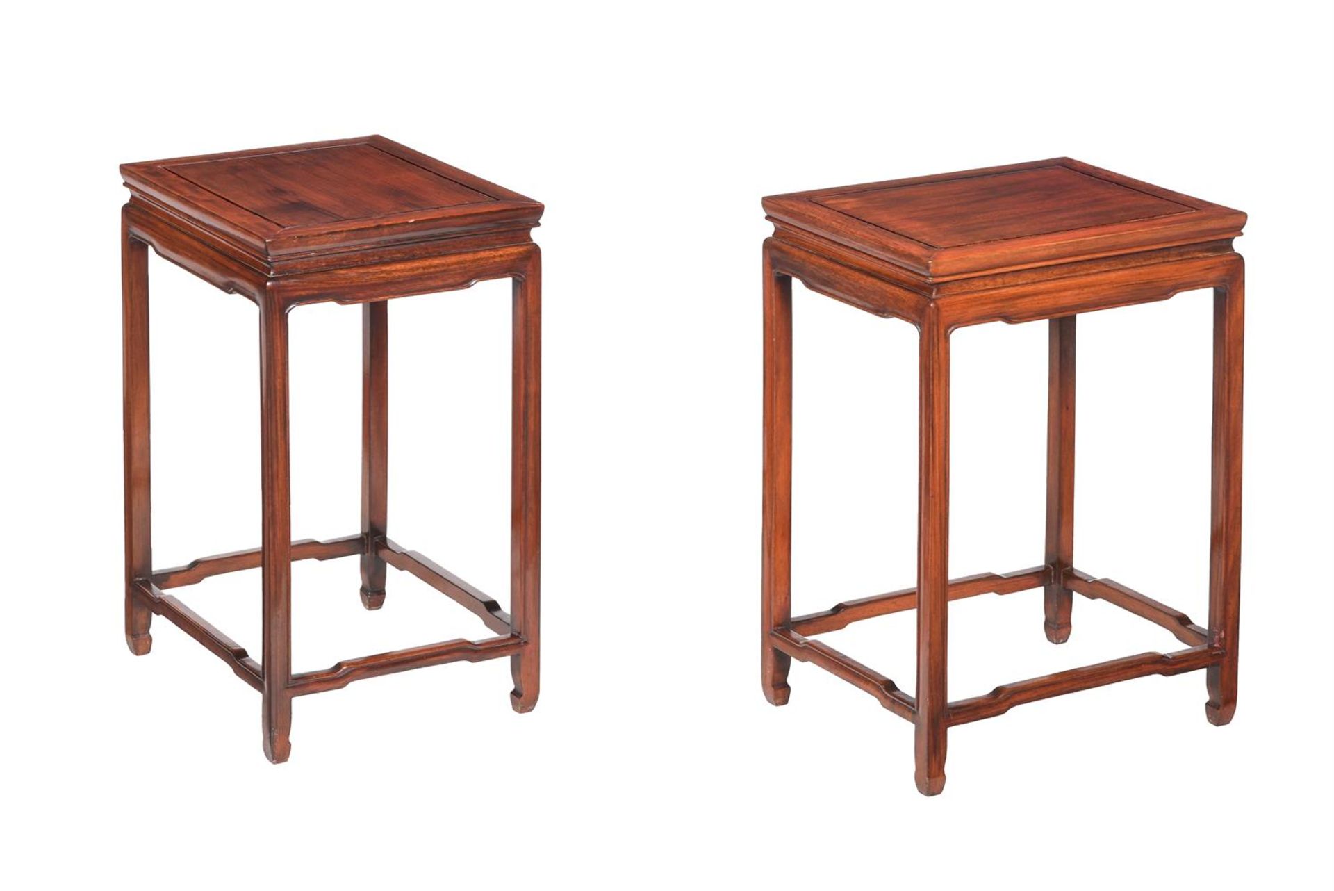 A PAIR OF CHINESE EXOTIC HARDWOOD SIDE TABLES