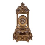 REUGE, SAINTE-CROIX A SWISS GILT METAL AND ENAMEL MUSICAL MANTEL CLOCK