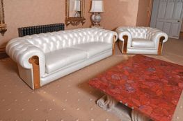 FENDI CASA, ALBIONE, A WHITE LEATHER UPHOLSTERED SUITE