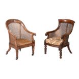 A WILLIAM IV MAHOGANY 'CURRICLE' BERGERE ARMCHAIR