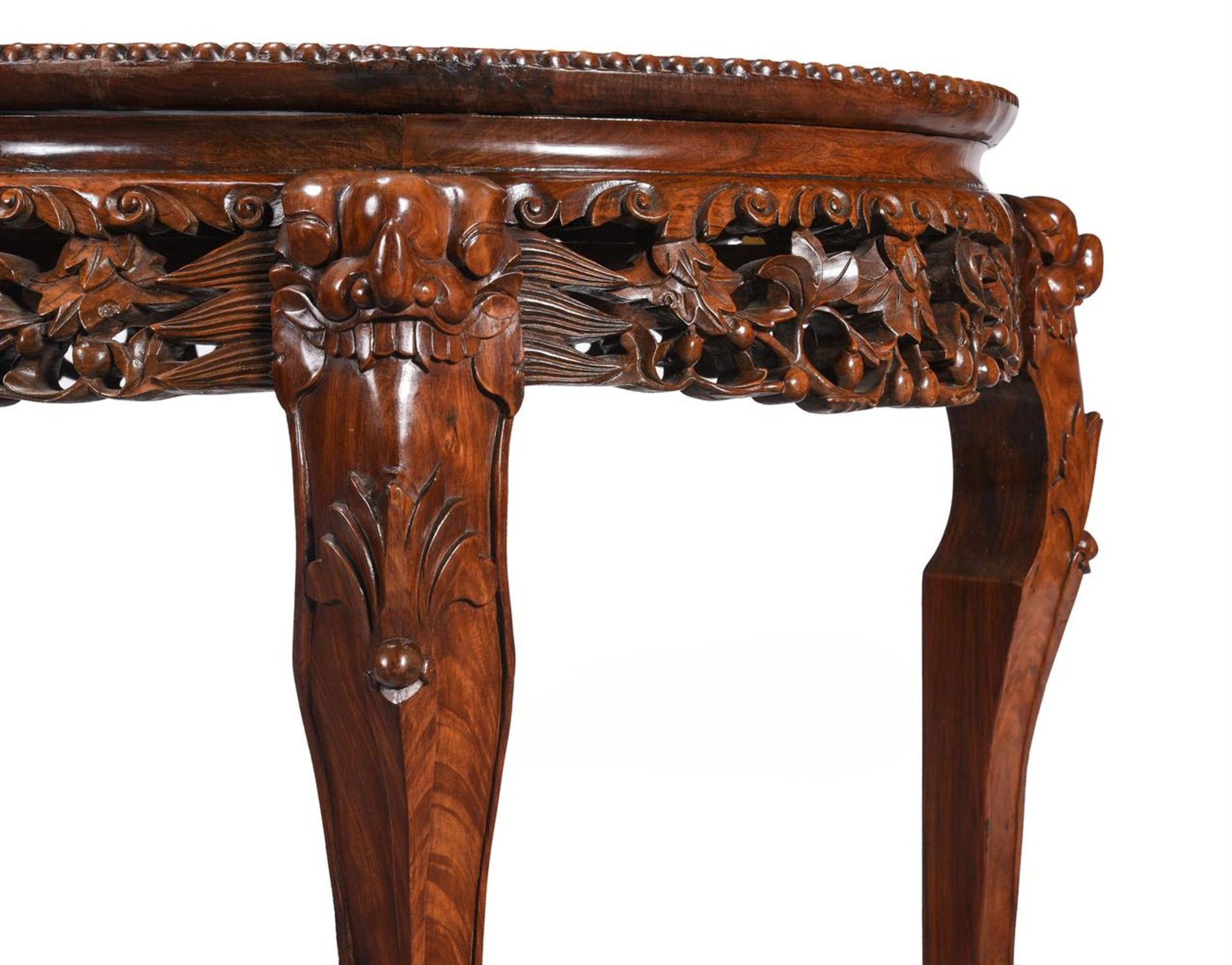 A CHINESE HARDWOOD AND MARBLE INSET OCCASIONAL OR CENTRE TABLE - Image 5 of 6
