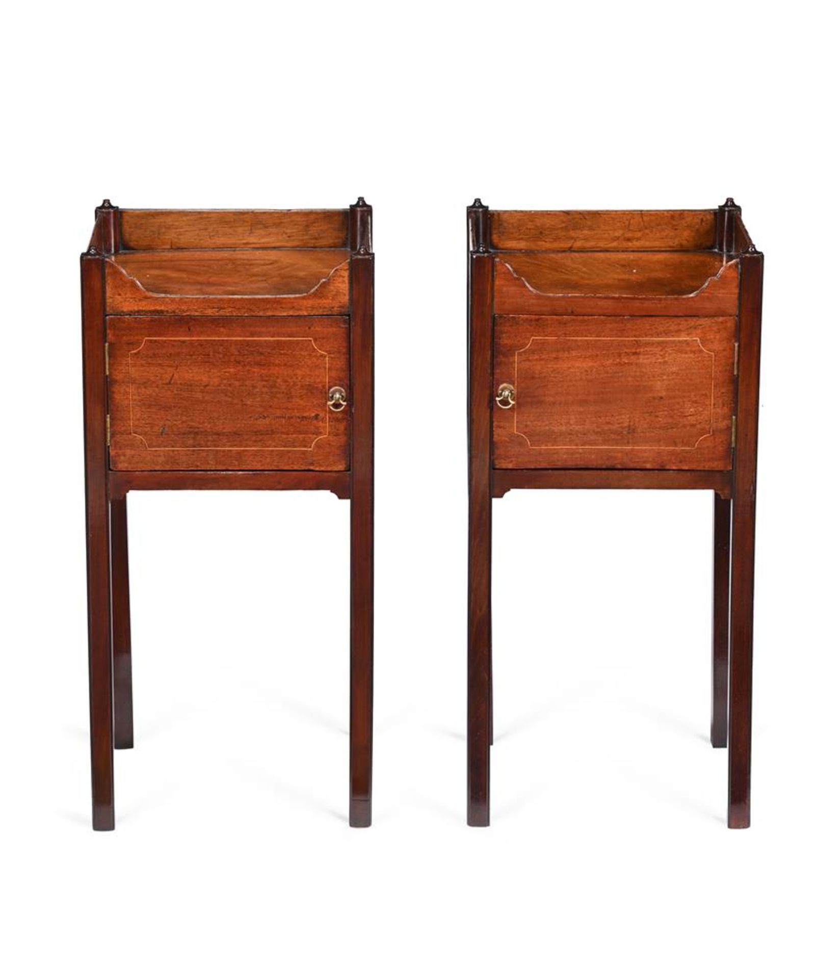 A PAIR OF MAHOGANY AND LINE INLAID BEDSIDE CABINETS - Image 2 of 2