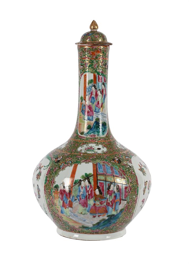 A CANTONESE FAMILLE ROSE VASE AND COVER - Image 2 of 3
