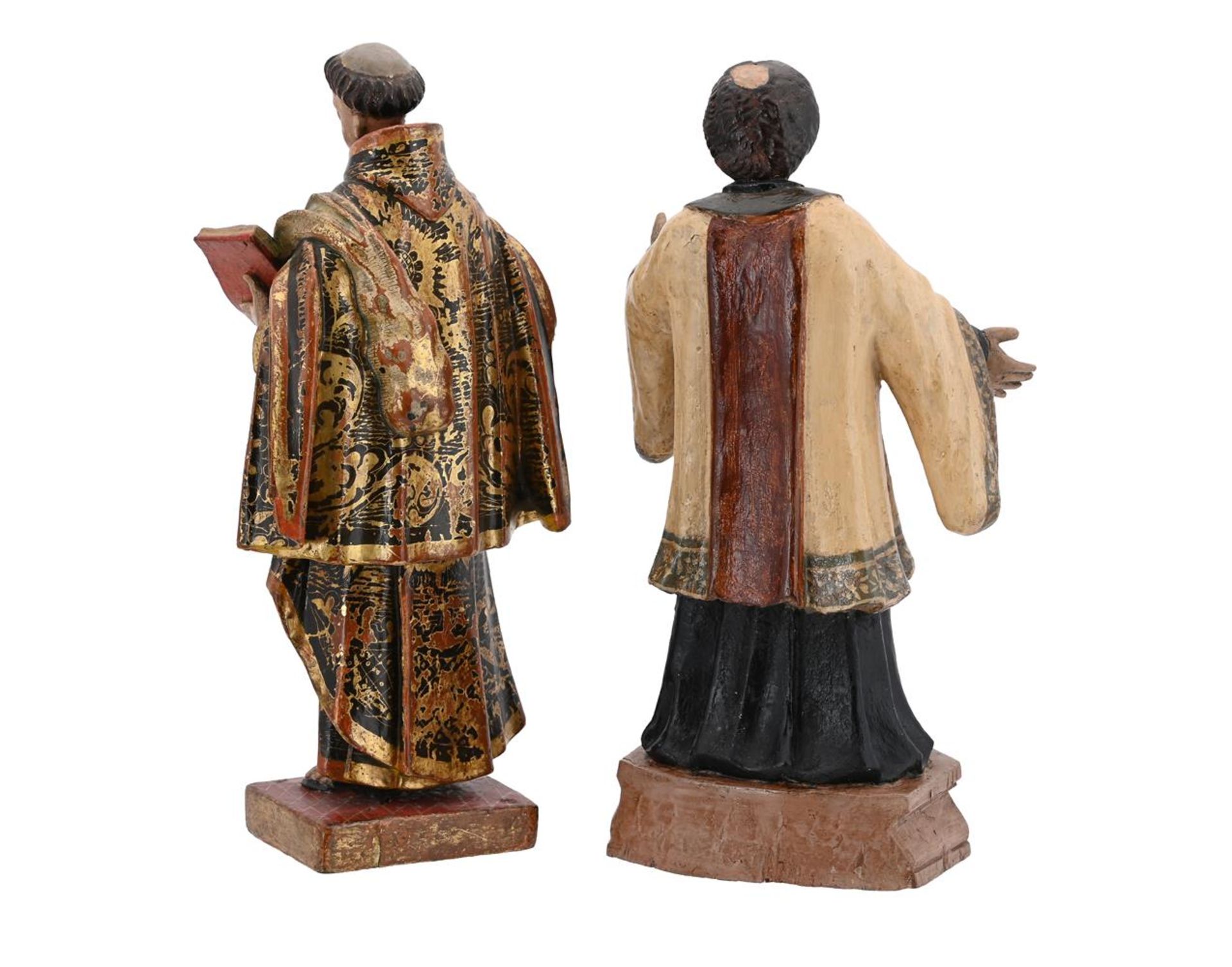 TWO CARVED AND POLYCHROME DECORATED WOOD MODELS OF CATHOLIC RELIGIOUS FIGURES - Image 2 of 2