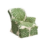 A MODERN ARMCHAIR WITH GREEN 'CHEESE PLANT' COVER