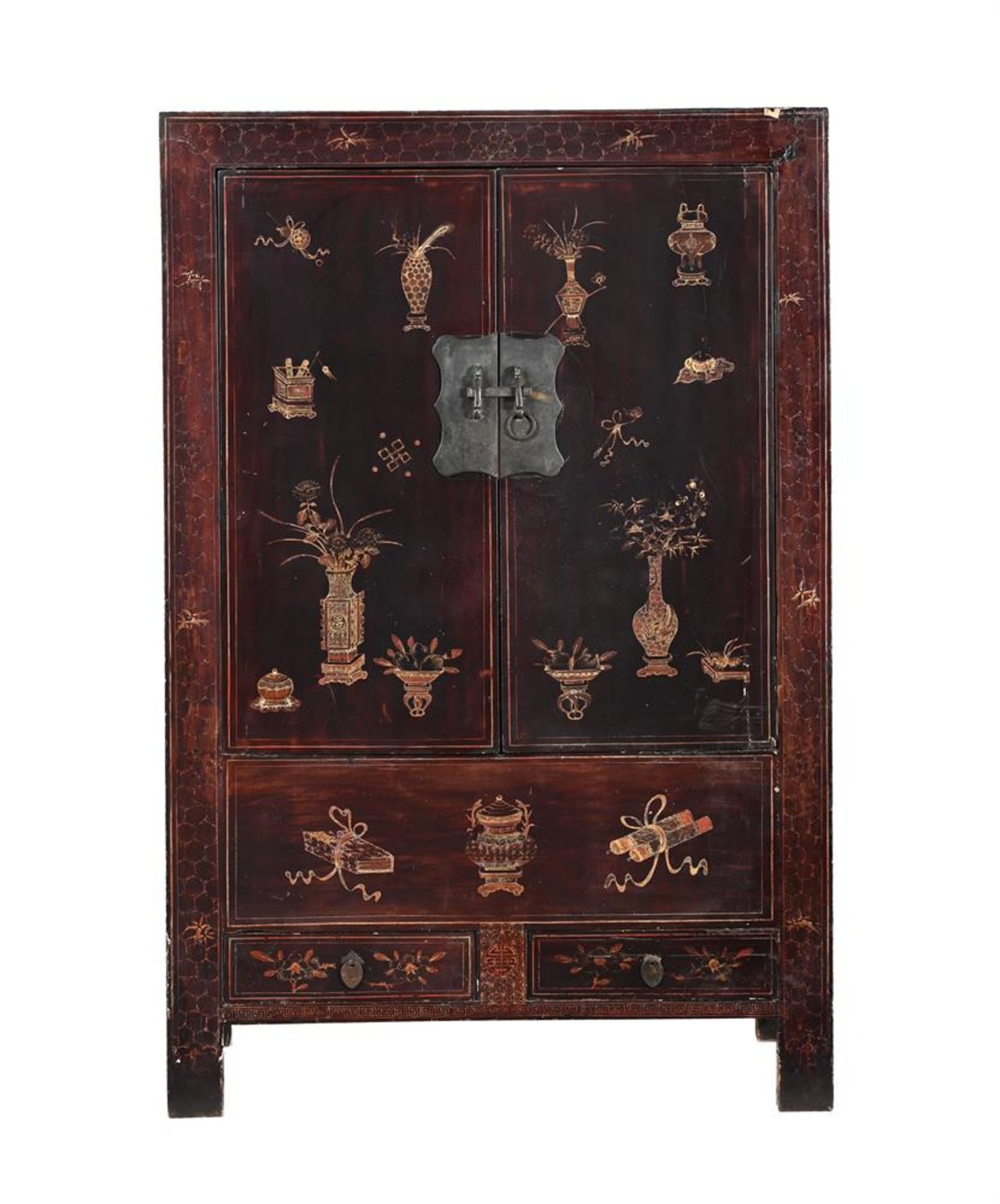 A CHINESE LACQUER TWO-DOOR CABINET