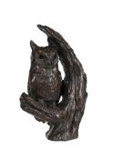 BRUCE LITTLE (SOUTH AFRICAN, 20TH CENTURY), A BRONZE MODEL OF A SPOTTED EAGLE OWL