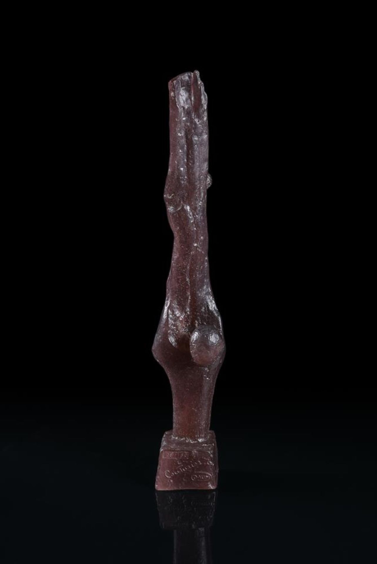 ROBERT COUTURIER (1903-2008) FOR DAUM; A PRESS-MOULDED PATE DE VERRE SCULPTURE OF ACROBATS