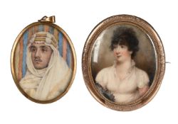 Y TWO PORTRAIT MINIATURES ON IVORY
