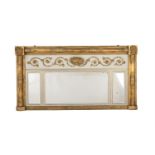 A PAINTED AND GILTWOOD OVERMANTEL WALL MIRROR