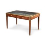 Y A FRENCH KINGWOOD, PARQUETRY, AND GILT METAL MOUNTED WRITING TABLE