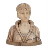 A SCULPTED ALABASTER BUST OF A LADY