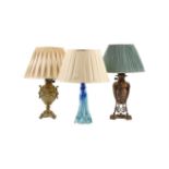 A GROUP OF THREE VARIOUS TABLE LAMPS