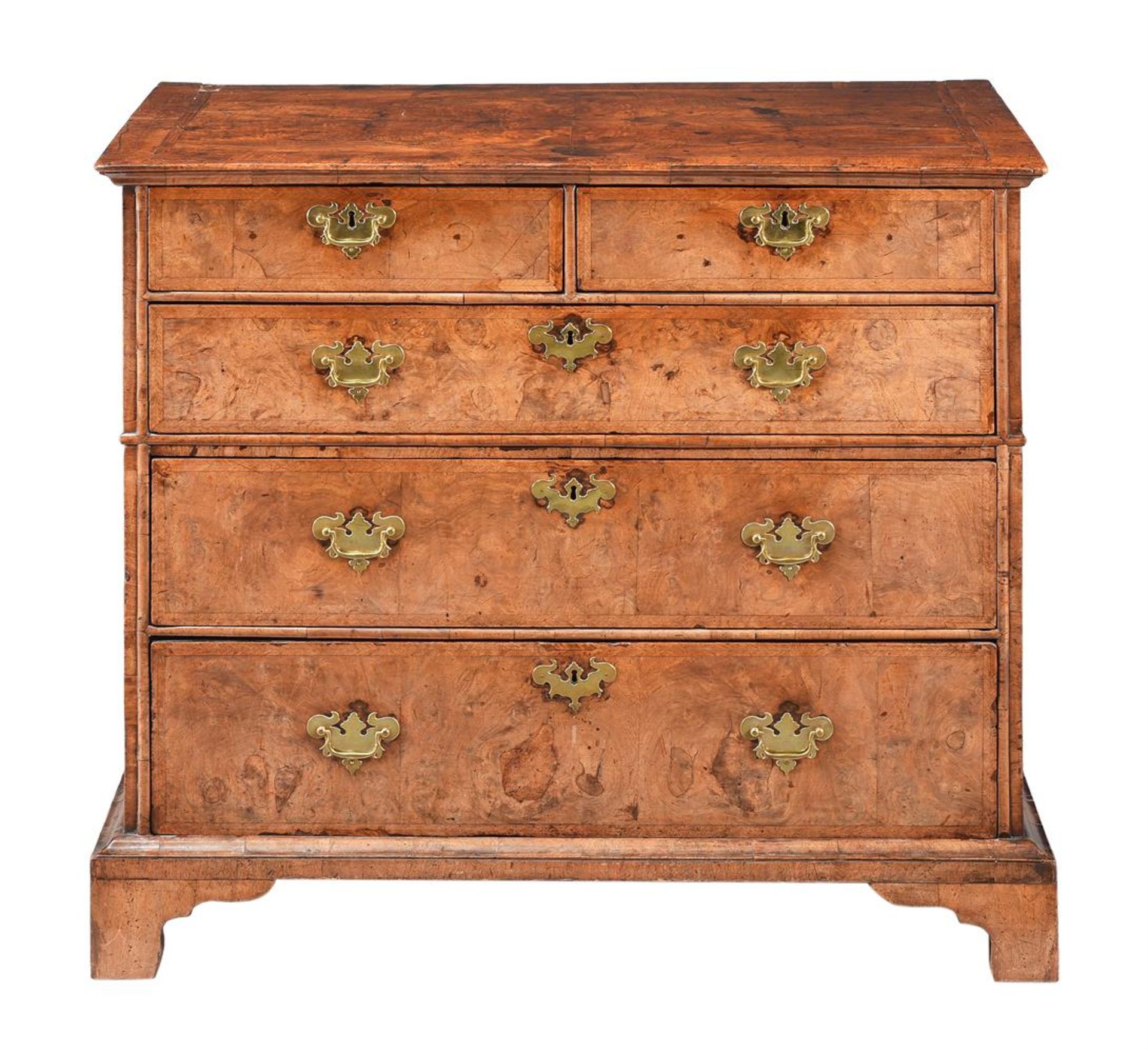 A GEORGE I WALNUT CHEST OF DRAWERS