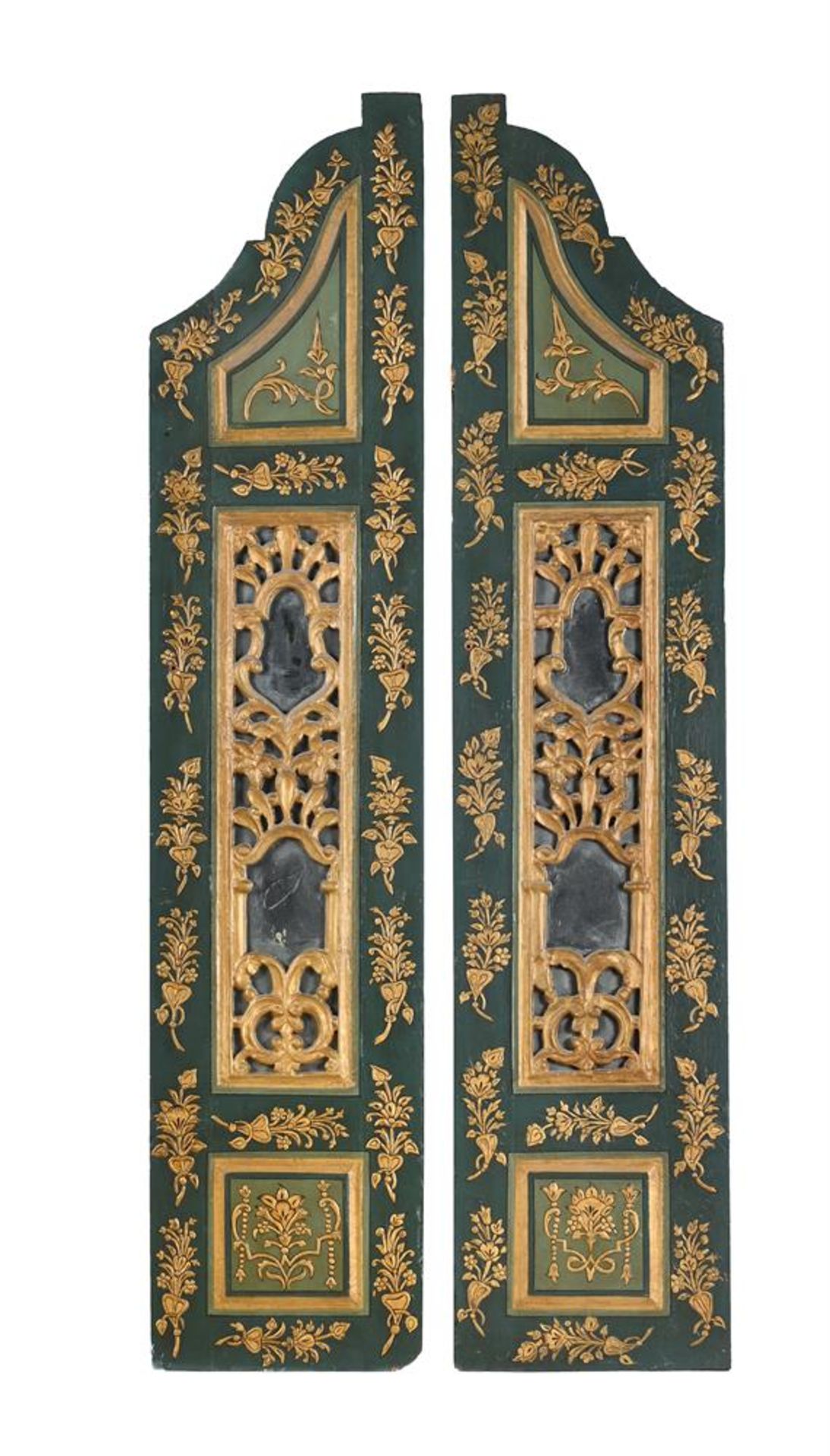 A PAIR OF DAMASCUS PAINTED WOOD DOORS