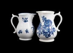 TWO WORCESTER BLUE AND WHITE MASK JUGS