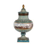 A FRENCH 'JEWELLED' POTTERY SEVRES-STYLE GILT-METAL-MOUNTED POT-POURRI URN AND COVER