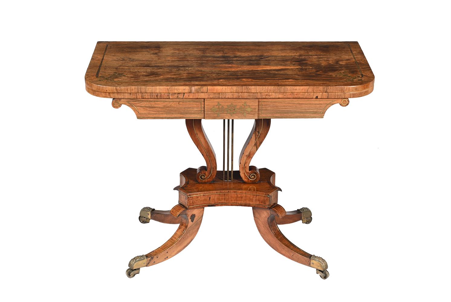 Y A REGENCY ROSEWOOD CARD TABLE