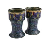 GEORGE CARTLIDGE FOR S. HANCOCK & SONS, A PAIR OF MORRISWARE VASES